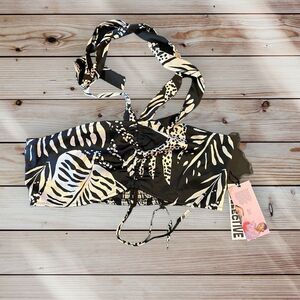 Womens Top Future Collective Large 12-14 Black & White Halter New